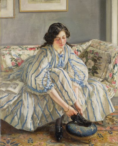 Tying Her Shoe by Walter Russell